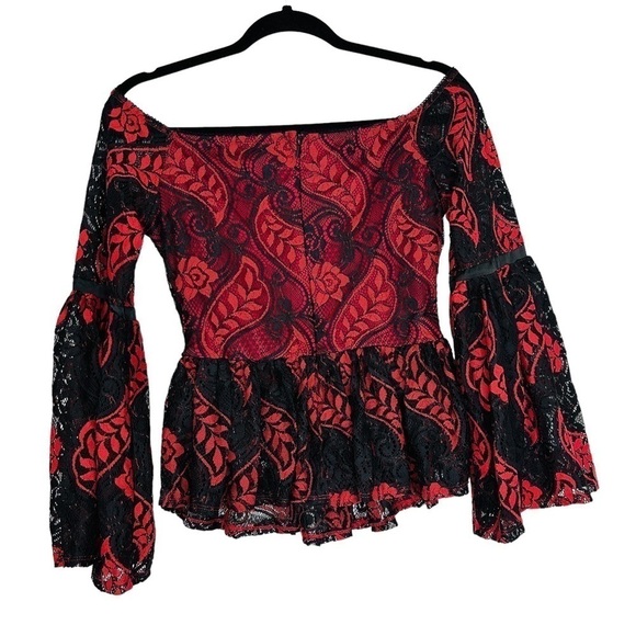 Romeo And Juliet C Lace Red Off The Shoulder Top  Whimsigoth Women’s Size Small - Picture 5 of 15